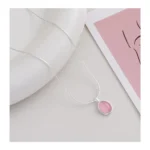 Collar de plata con colgante piedra lunar cristal rosa 45 cm ex Collar de plata con colgante piedra lunar cristal rosa 45 cm ex