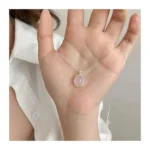 Collar de plata con colgante piedra lunar cristal rosa 45 cm mano Collar de plata con colgante piedra lunar cristal rosa 45 cm mano
