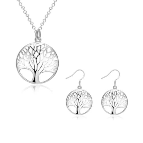 Conjunto árbol de la vida collar y aros — silverglam Conjunto árbol de la vida collar y aros — silverglam