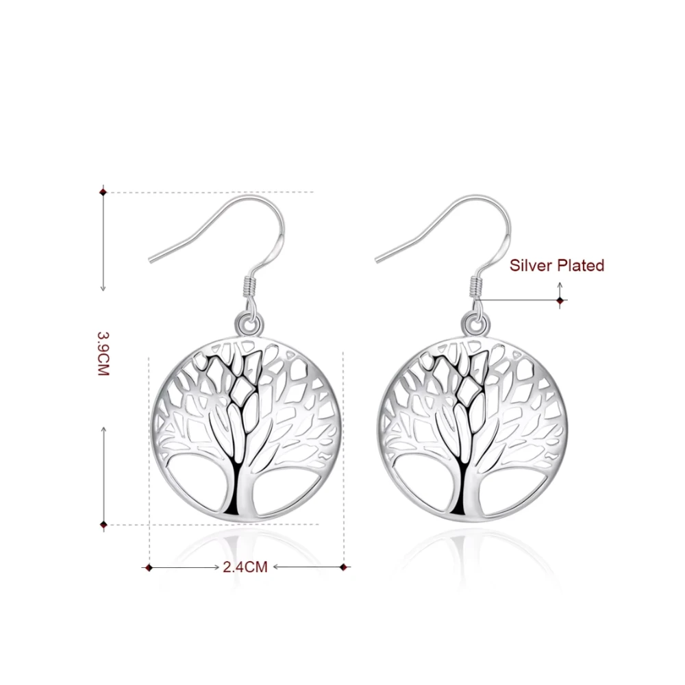 Conjunto árbol de la vida con collar y aros colgante medidas Conjunto árbol de la vida con collar y aros colgante medidas