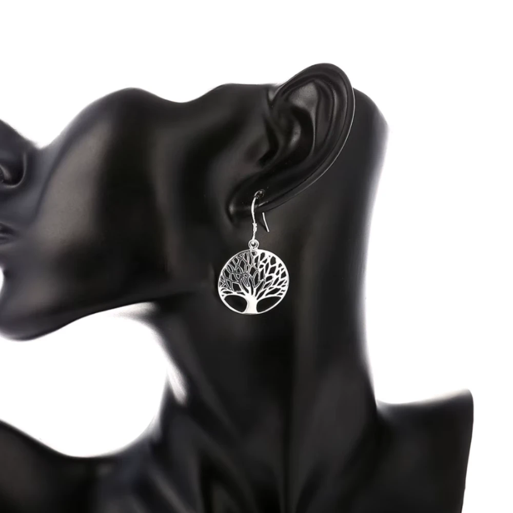 Conjunto árbol de la vida con collar y aros modelo aros Conjunto árbol de la vida con collar y aros modelo aros