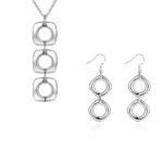 Conjunto collar y aros geométricos — silverglam Conjunto collar y aros geométricos enchapado en plata — silverglam