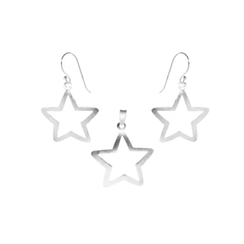 Conjunto Estrellas Satinadas Plata 925 — Silverglam Conjunto Estrellas Satinadas Plata 925 — Silverglam