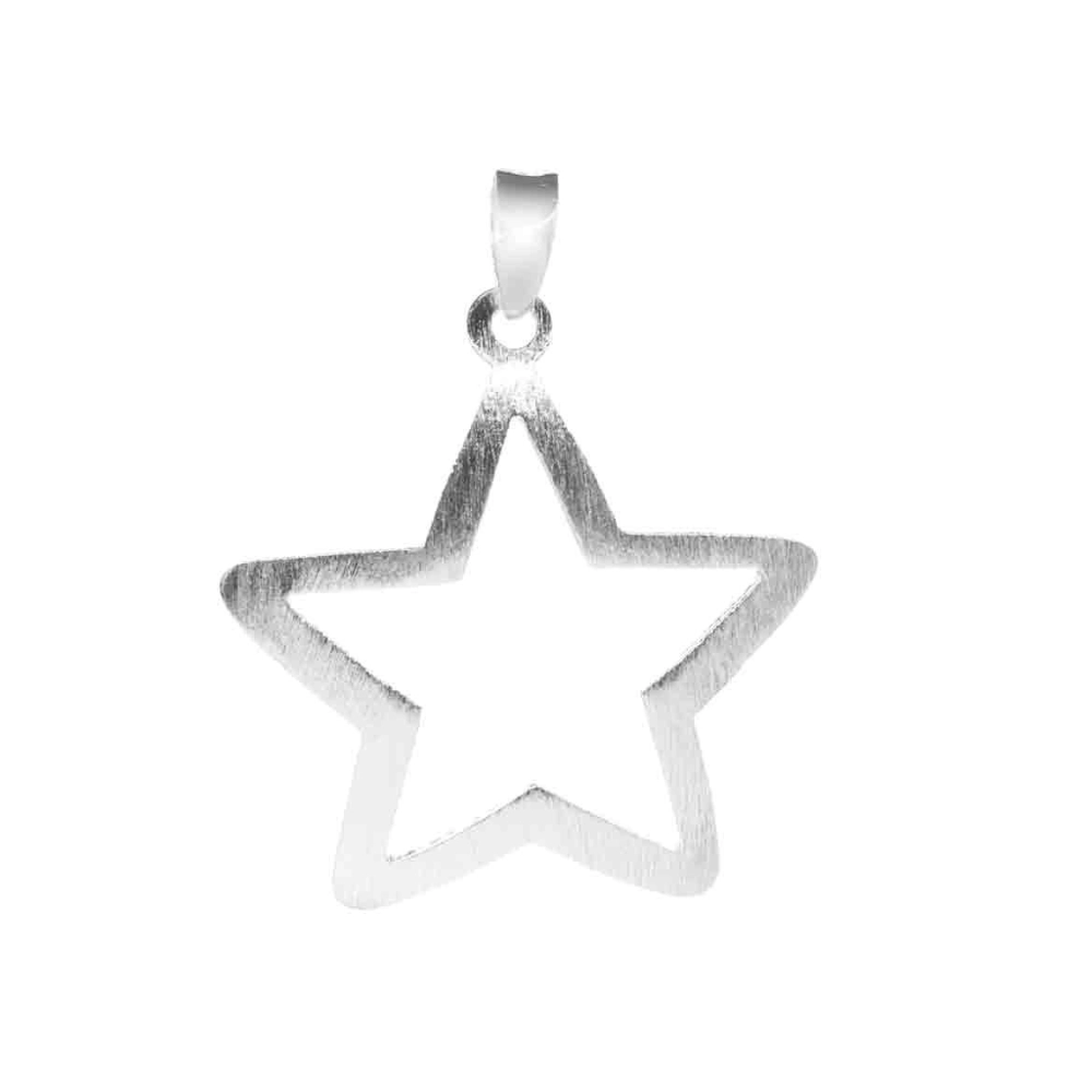 Conjunto de plata 925 con figuras de estrellas satinadas colgante Conjunto de plata 925 con figuras de estrellas satinadas colgante