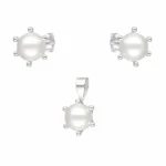 Conjunto de Plata 925 Pistilo con Perlas 8 mm — Silverglam Conjunto de Plata 925 Pistilo con Perlas 8 mm — Silverglam