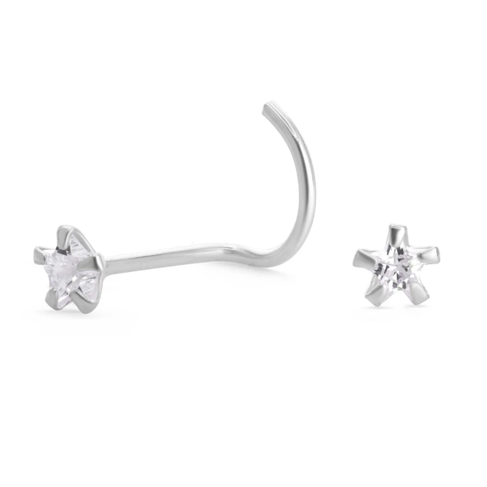 Par piercing de plata 925 naríz estrella circón derecha Par piercing de plata 925 naríz estrella circón derecha