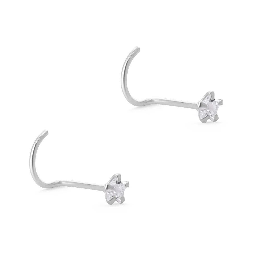 Par piercing de plata 925 naríz estrella circón par Par piercing de plata 925 naríz estrella circón par