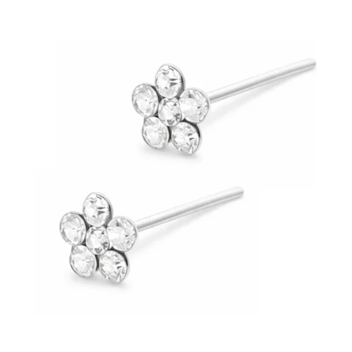 Par Piercing Nariz Flor Circones Plata 925 — Silverglam Par Piercing Nariz Flor Circones Plata 925 — Silverglam