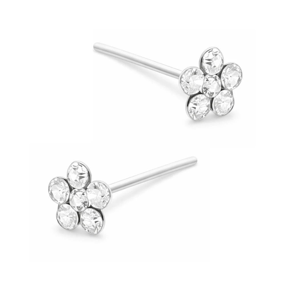 Par piercing de plata 925 nariz flor circones doble Par piercing de plata 925 nariz flor circones doble