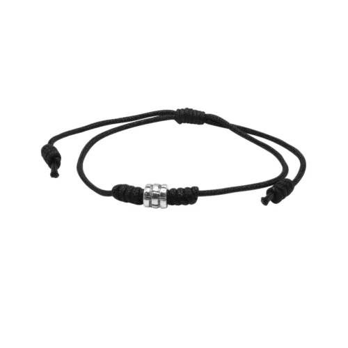 Pulsera Ajustable Negra Mostacilla Plata 925 — Silverglam Pulsera Ajustable Negra Mostacilla Plata 925 — Silverglam