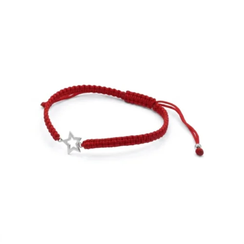 Pulsera Macramé Roja con Estrella Plata 925 — Silverglam Pulsera Macramé Roja con Estrella Plata 925 — Silverglam