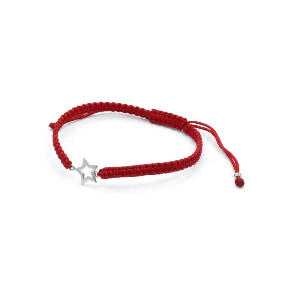 Pulsera macramé roja con estrella plata 925 — silverglam Pulsera macramé roja con estrella plata 925 — silverglam