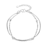 Pulsera de esferas aurora doble cadena — silverglam Pulsera de esferas aurora doble cadena — silverglam