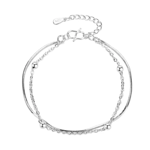 Pulsera de Esferas Aurora Doble Cadena — Silverglam Pulsera de Esferas Aurora Doble Cadena — Silverglam