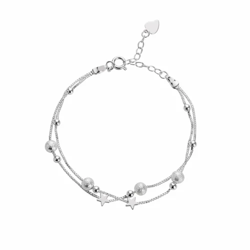 Pulsera Estrella Doble Cadena Plateada — Silverglam Pulsera Estrella Doble Cadena Plateada — Silverglam