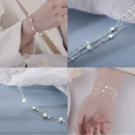 Pulsera doble cadena con estrella plateada ajustable fondos Pulsera doble cadena con estrella plateada ajustable fondos