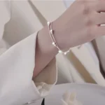Pulsera doble cadena con estrella plateada ajustable mano Pulsera estrella doble cadena plateada