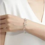 Pulsera multicapa plateada con esferas ajustable muñeca Pulsera multicapa plateada con esferas ajustable muñeca