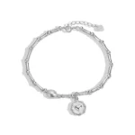 Pulsera plata corazón cuencas bastones con perla 17 cm derecha Pulsera plata corazón cuencas bastones con perla 17 cm derecha