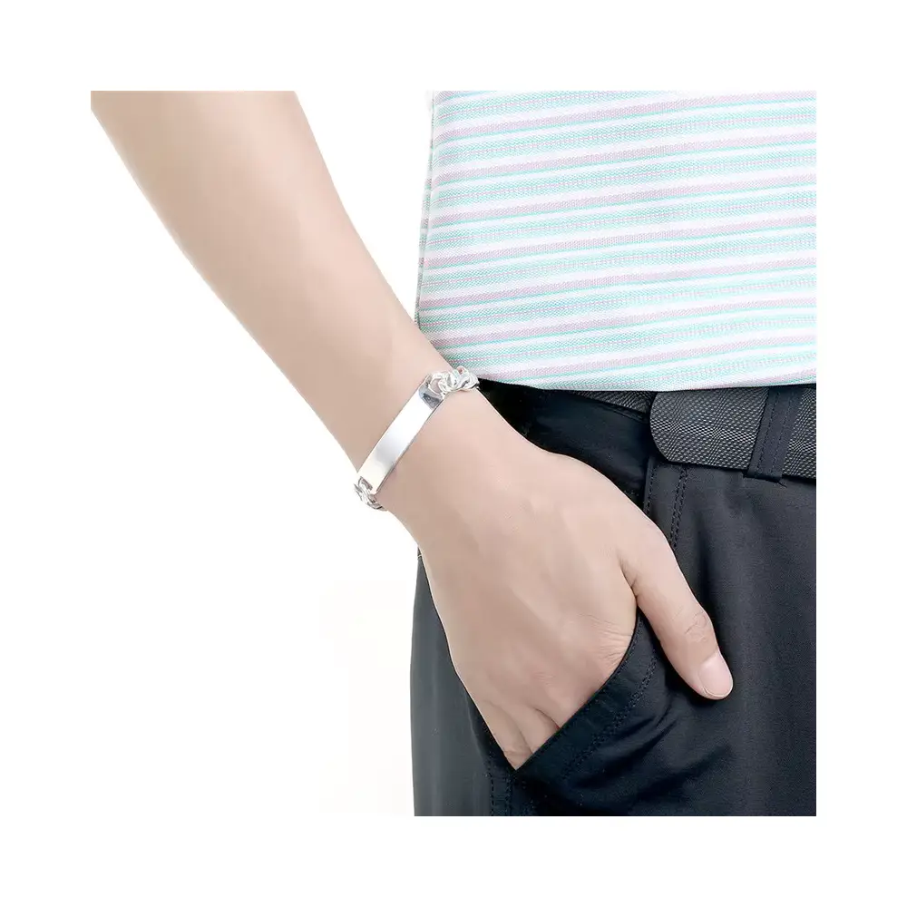 Pulsera plata estilo cubano 21 cm bolsillo Pulsera plata estilo cubano 21 cm bolsillo
