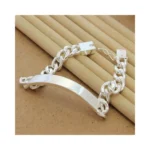 Pulsera plata estilo cubano 21 cm fondo Pulsera plata estilo cubano 21 cm fondo