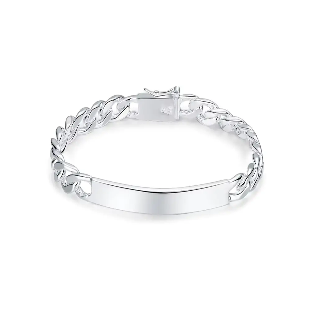 Pulsera cubana plateada 21 cm — silverglam Pulsera cubana plateada 21 cm — silverglam