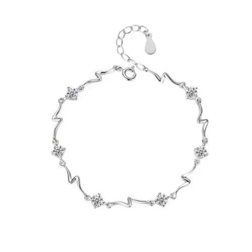 Pulsera Plateada Océano Circones Cristal — Silverglam Pulsera Plateada Océano Circones Cristal — Silverglam