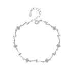 Pulsera plateada océano con circones cristal 17 cm derecha Pulsera plateada océano con circones cristal 17 cm derecha