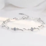 Pulsera plateada océano con circones cristal 17 cm fondo Pulsera plateada océano con circones cristal 17 cm fondo