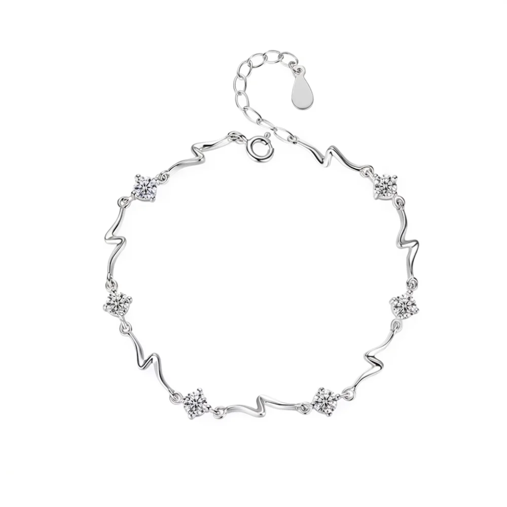 Pulsera plateada océano circones cristal — silverglam Pulsera plateada océano circones cristal — silverglam