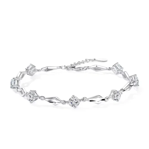 Pulsera Rombos y Circones Plateada — Silverglam Pulsera Rombos y Circones Plateada — Silverglam