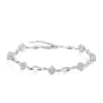 Pulsera plateada rombos y circones 18 cm derecha Pulsera plateada rombos y circones 18 cm derecha