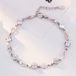 Pulsera plateada rombos y circones 18 cm fondo Pulsera plateada rombos y circones 18 cm fondo