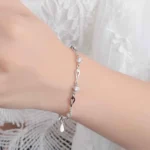 Pulsera plateada rombos y circones 18 cm mano Pulsera plateada rombos y circones 18 cm mano