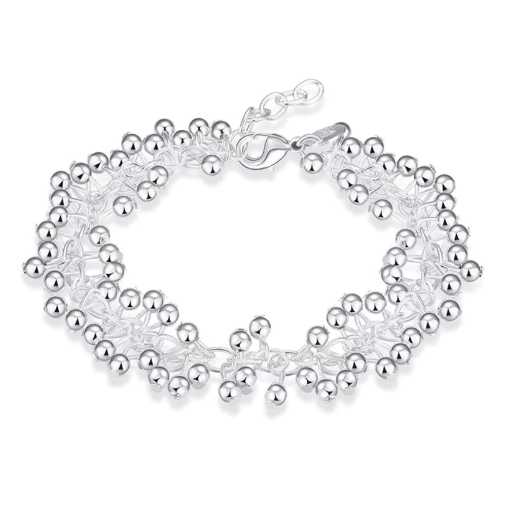 Pulsera plateada tipo uvas colgantes derecha Pulsera plateada tipo uvas colgantes derecha