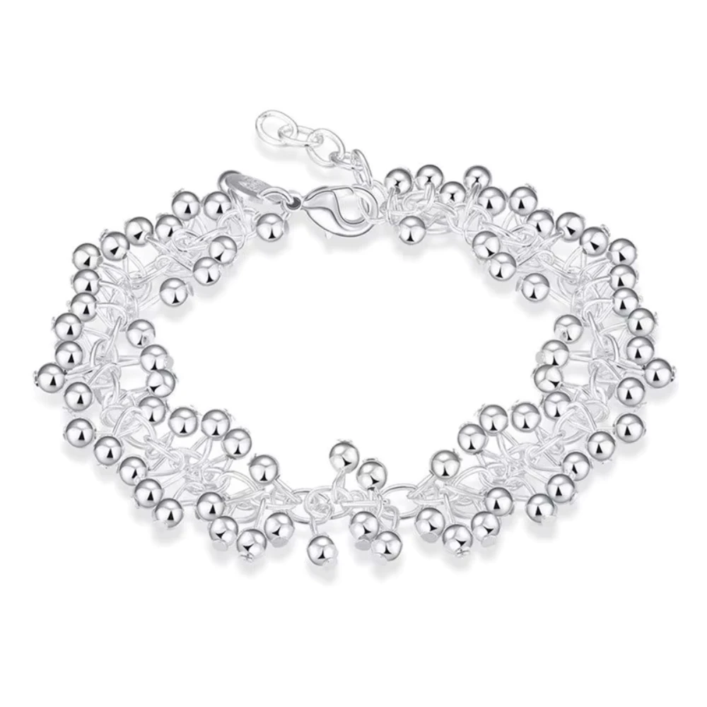 Pulsera tipo uvas esferas colgantes — silverglam Pulsera tipo uvas esferas colgantes — silverglam
