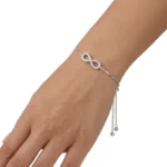 Pulsera de plata 925 ajustable infinito con microcircones mano Pulsera de plata 925 ajustable infinito con microcircones mano