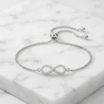 Pulsera de plata 925 ajustable infinito con microcircones marmol Pulsera de plata 925 ajustable infinito con microcircones marmol