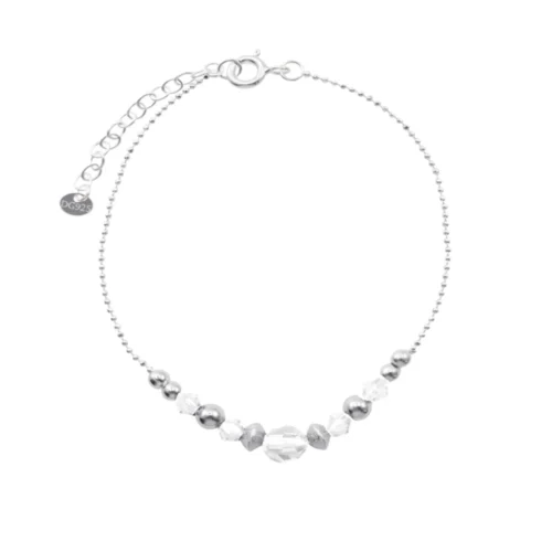 Pulsera Plata 925 Bolas Satinadas con Cristales — Silverglam Pulsera Plata 925 Bolas Satinadas con Cristales — Silverglam