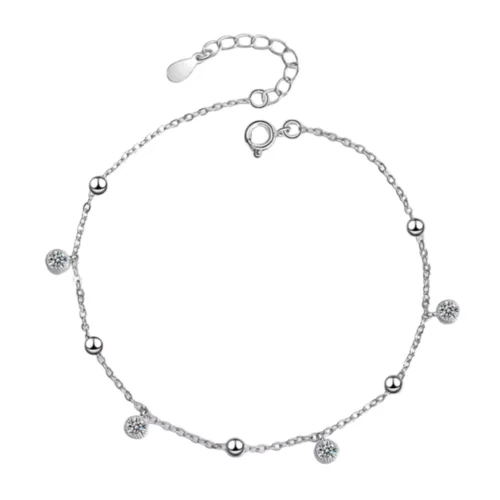 Tobillera Cadena con Circones Colgantes — Silverglam Tobillera Cadena con Circones Colgantes — Silverglam