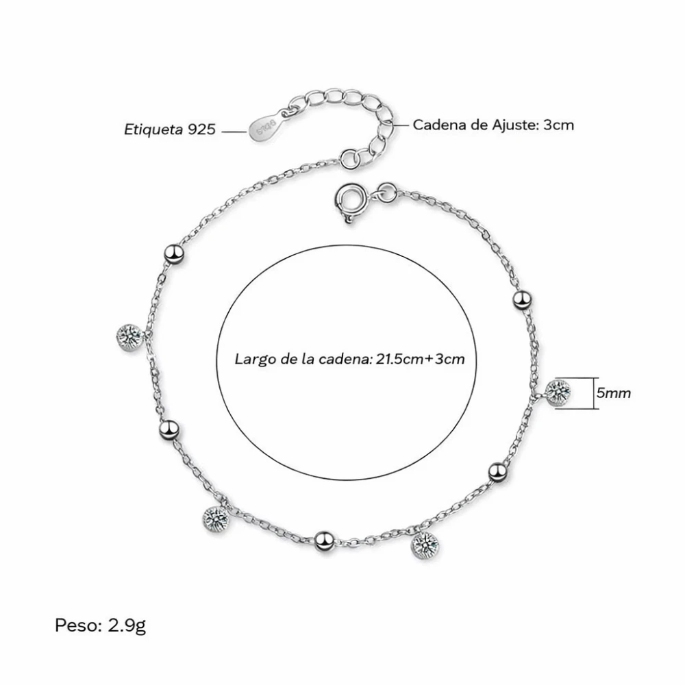 Tobillera cadena con circones colgantes caracteristicas Tobillera cadena con circones colgantes caracteristicas