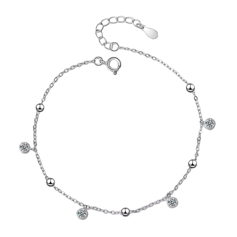 Tobillera cadena con circones colgantes derecha Tobillera cadena con circones colgantes derecha