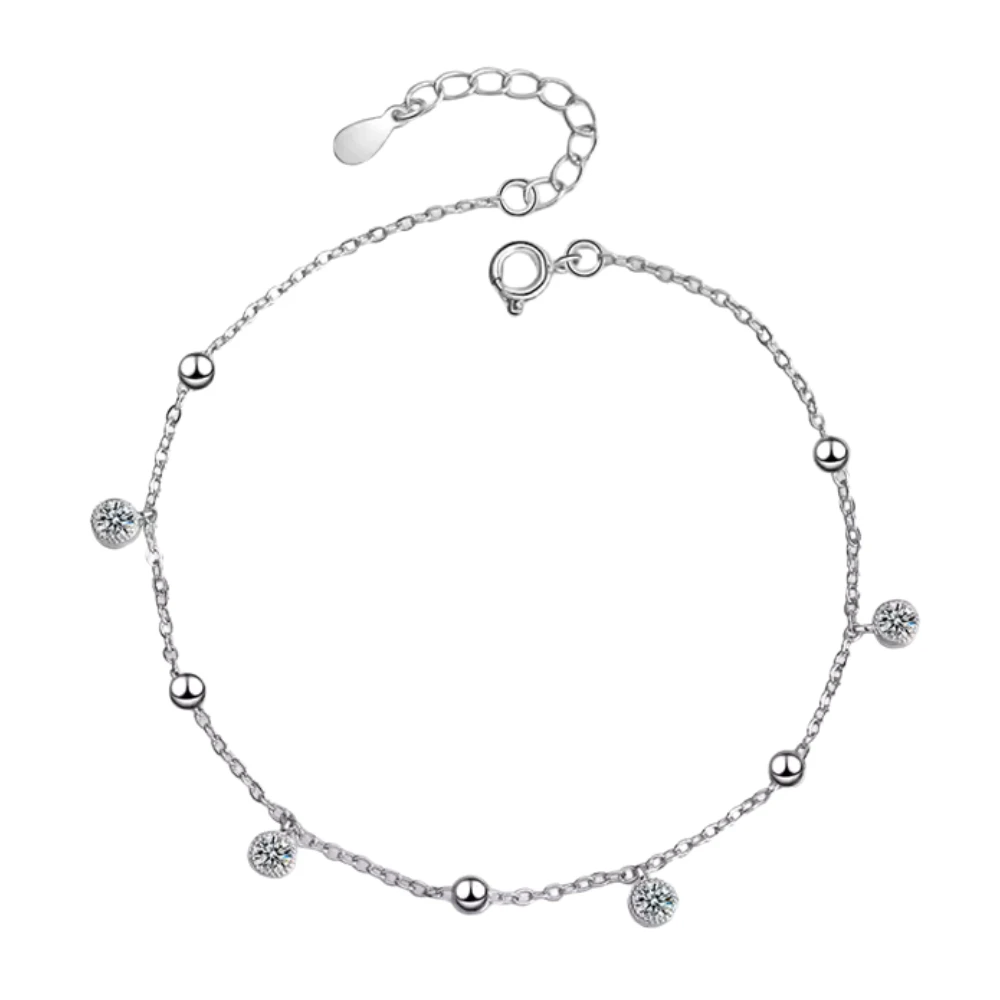 Tobillera cadena con circones colgantes — silverglam Tobillera cadena con circones colgantes — silverglam
