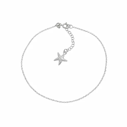 Tobillera Plata 925 Rolo Lisa con Estrella — Silverglam Tobillera Plata 925 Rolo Lisa con Estrella — Silverglam
