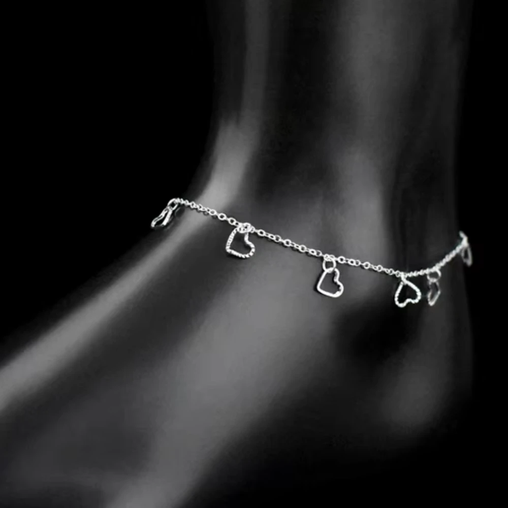 Tobillera plata corazones colgantes molde Tobillera plata corazones colgantes molde