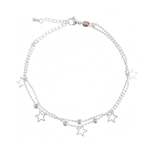 Tobillera Cadena con Estrellas Colgantes — Silverglam Tobillera Cadena con Estrellas Colgantes — Silverglam