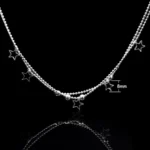 Tobillera plateada con estrellas colgantes estrella medida Tobillera plateada con estrellas colgantes estrella medida