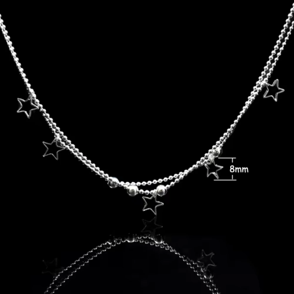 Tobillera plateada con estrellas colgantes estrella medida Tobillera plateada con estrellas colgantes estrella medida