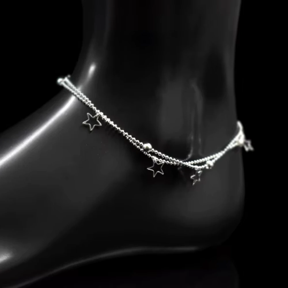 Tobillera plateada con estrellas colgantes molde Tobillera plateada con estrellas colgantes molde
