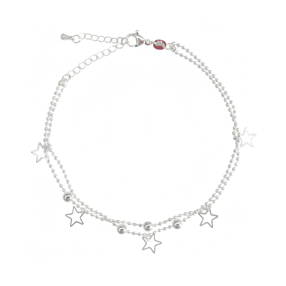 Tobillera cadena con estrellas colgantes — silverglam Tobillera cadena con estrellas colgantes — silverglam